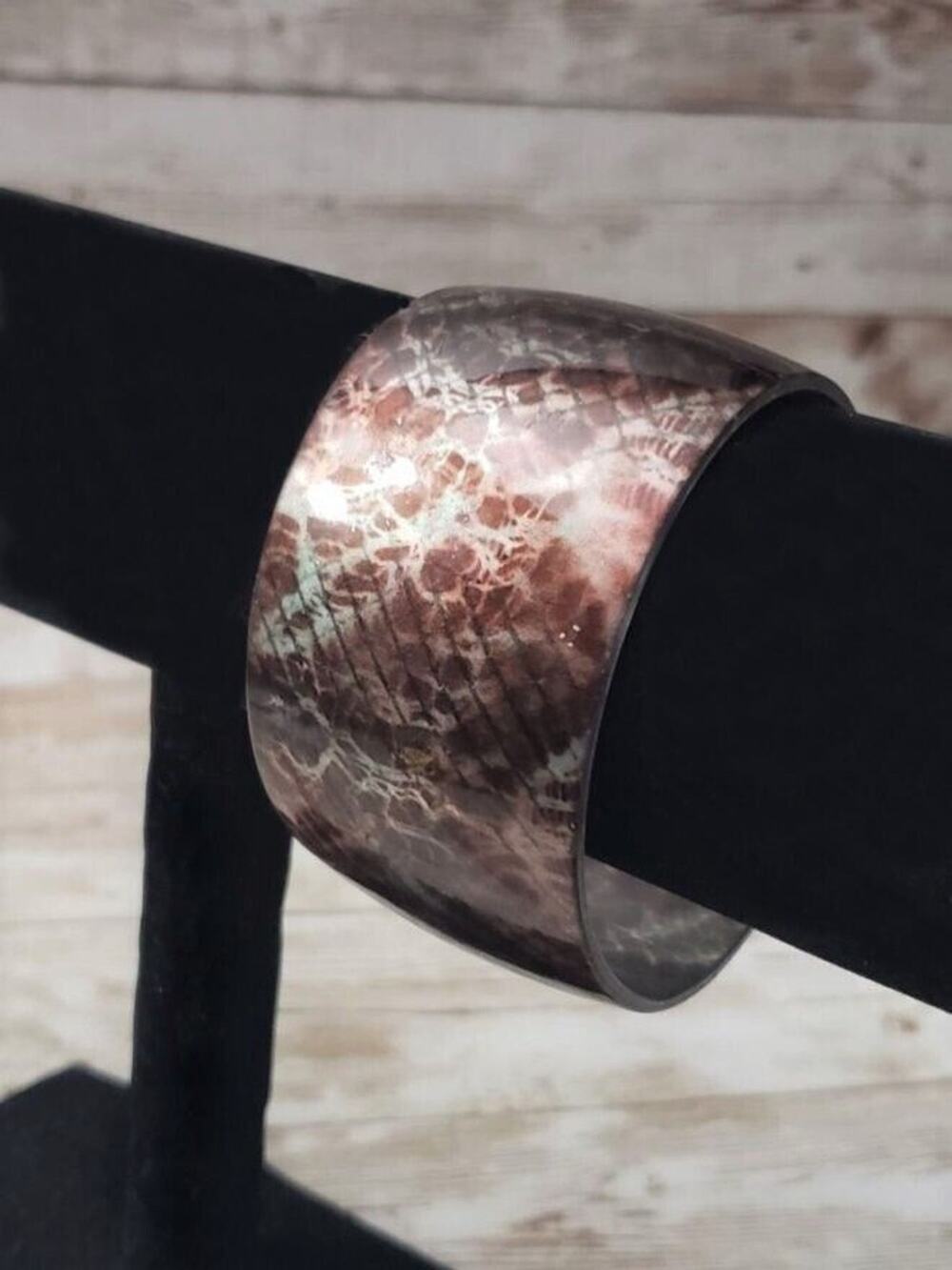 Vintage Bracelet / Cuff Chunky Brown & Grey Scale Like